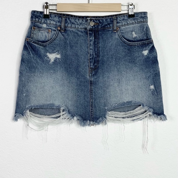 Forever 21 Distressed Denim Mini Skirt - Picture 1 of 5